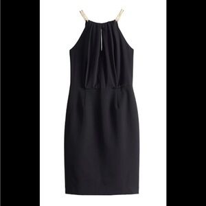 Ashley Graham Black Halter Sheath Cocktail Dress